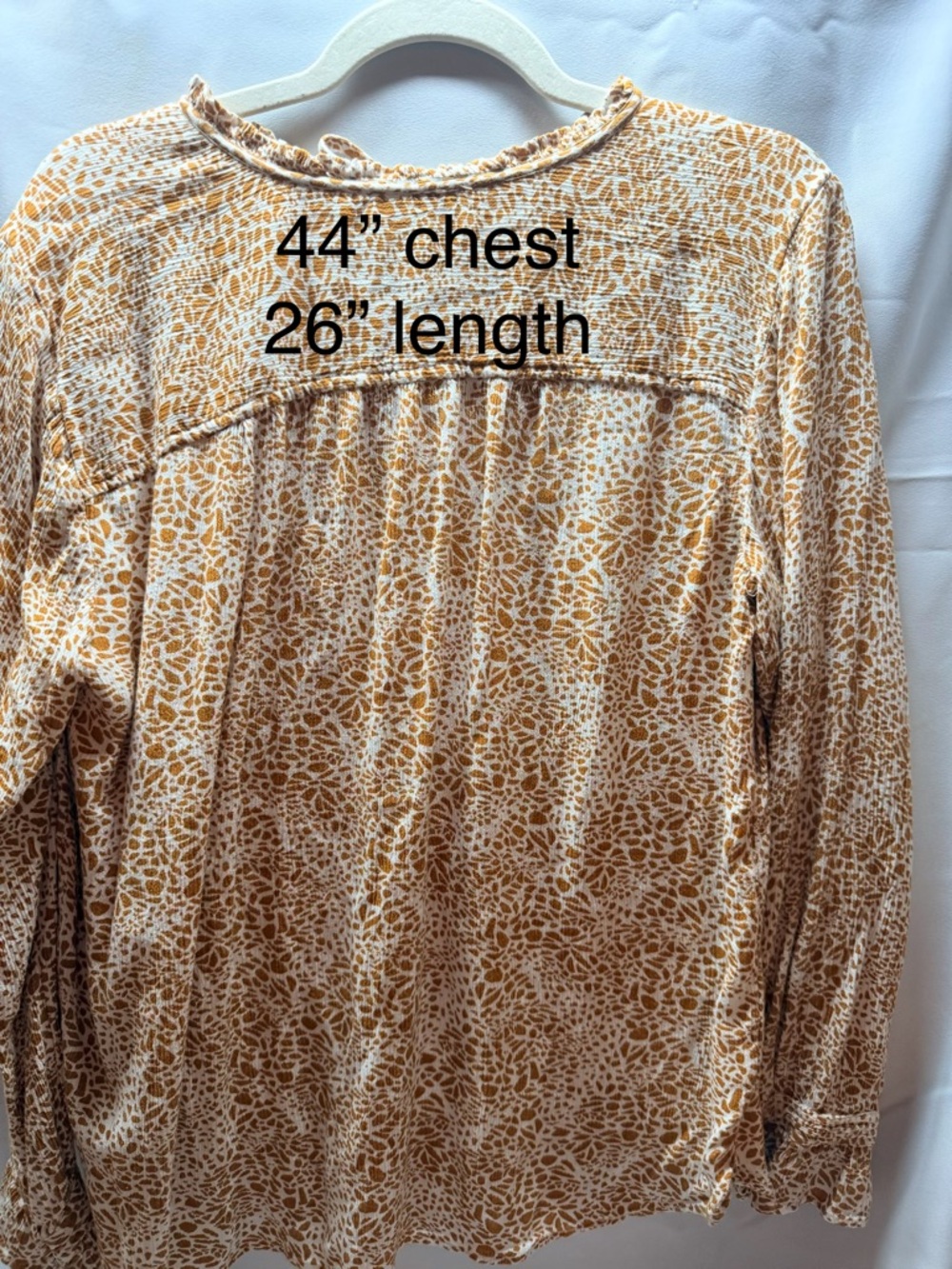 LOFT Printed Blouse L | Boho Neutral Top Tie Neck Lightweight - Picture 3 of 6
